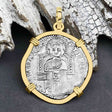 Venetian Jesus Christ Glory, Devotion & Courage Silver 1390 Grosso Coin 14K Gold Pendant