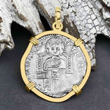 Venetian Jesus Christ Glory, Devotion & Courage Silver 1390 Grosso Coin 14K Gold Pendant