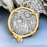 Venetian Jesus Christ Glory, Devotion & Courage Silver 1390 Grosso Coin 14K Gold Pendant