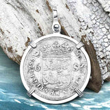 Dutch East India Company 1755 Silver 6 Stuiver Ship Shilling "God is our Refuge and Strength" Sterling Silver Pendant