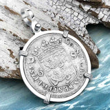 Dutch East India Company 1755 Silver 6 Stuiver Ship Shilling "God is our Refuge and Strength" Sterling Silver Pendant