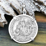 Dutch East India Company 1755 Silver 6 Stuiver Ship Shilling "I Struggle and Survive" Sterling Silver Pendant