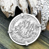 Dutch East India Company 1755 Silver 6 Stuiver Ship Shilling "I Struggle and Survive" Sterling Silver Pendant