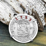 Dutch East India Company 1755 Silver 6 Stuiver Ship Shilling "I Struggle and Survive" Sterling Silver Pendant