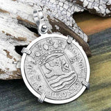 Dutch East India Company 1755 Silver 6 Stuiver Ship Shilling "I Struggle and Survive" Sterling Silver Pendant