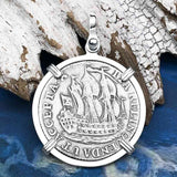 Dutch East India Company 1774 Silver 6 Stuiver Ship Shilling "I Struggle and Survive" Sterling Silver Pendant