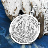 Dutch East India Company 1774 Silver 6 Stuiver Ship Shilling "I Struggle and Survive" Sterling Silver Pendant