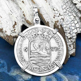 Dutch East India Company 1774 Silver 6 Stuiver Ship Shilling "I Struggle and Survive" Sterling Silver Pendant
