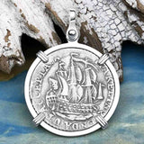 Dutch East India Company 1791 Silver 6 Stuiver Ship Shilling "I Struggle and Survive" Sterling Silver Pendant