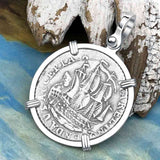 Dutch East India Company 1791 Silver 6 Stuiver Ship Shilling "I Struggle and Survive" Sterling Silver Pendant