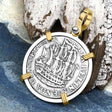 Dutch East India Company 1766 Silver 6 Stuiver Ship Shilling "I Struggle and Survive" 14K Gold & Sterling Silver Pendant