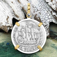 Dutch East India Company 1772 Silver 6 Stuiver Ship Shilling "I Struggle and Survive" 14K Gold & Sterling Silver Pendant