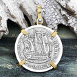 Dutch East India Company 1767 Silver 6 Stuiver Ship Shilling "I Struggle and Survive" 14K Gold & Sterling Silver Pendant