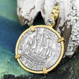Dutch East India Company 1791 Silver 6 Stuiver Ship Shilling "I Struggle and Survive" 14K Gold Pendant
