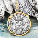 Dutch East India Company 1791 Silver 6 Stuiver Ship Shilling "I Struggle and Survive" 14K Gold Pendant