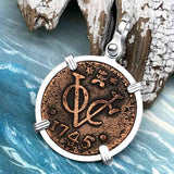 VOC - Dutch East India Company Shipwreck - I Struggle and Survive - 1745 1 Duit Sterling Silver Pendant