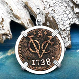VOC - Dutch East India Company Shipwreck - I Struggle and Survive - 1738 1 Duit Sterling Silver Pendant