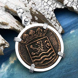 VOC - Dutch East India Company Shipwreck - I Struggle and Survive - 1738 1 Duit Sterling Silver Pendant