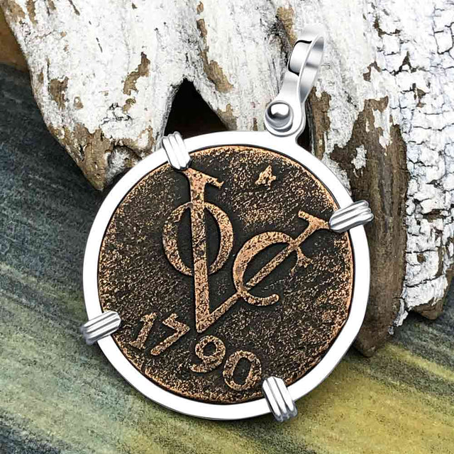 VOC - Dutch East India Company Shipwreck 1790 LARGE 2 Duit Sterling Silver Pendant