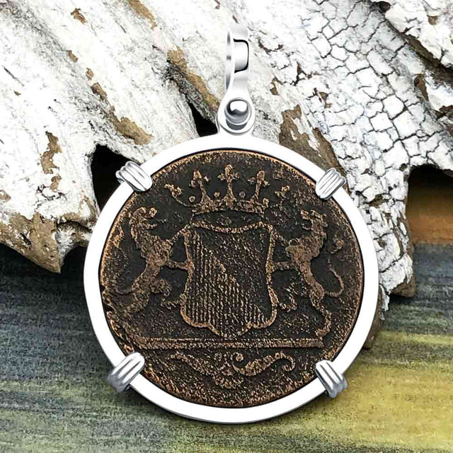 VOC - Dutch East India Company Shipwreck 1790 LARGE 2 Duit Sterling Silver Pendant