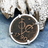 VOC - Dutch East India Company Shipwreck 1790 LARGE 2 Duit Sterling Silver Pendant