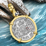 El Cazador Shipwreck 1783 1/2 Reale Piece of 8 14K Gold Pendant 