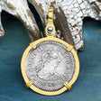 RARE Grade 1 Plus El Cazador Shipwreck 1783 1/2 Reale Piece of 8 14K Gold Pendant 
