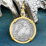 RARE Grade 1 Plus El Cazador Shipwreck 1783 1/2 Reale Piece of 8 14K Gold Pendant 