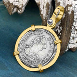 RARE Grade 1 Plus El Cazador Shipwreck 1783 1/2 Reale Piece of 8 14K Gold Pendant 