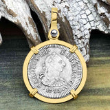 RARE Grade 1 Plus El Cazador Shipwreck 1783 1/2 Reale Piece of 8 14K Gold Pendant 