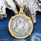 El Cazador Shipwreck 1783 1 Reale Piece of 8 14K Gold Pendant