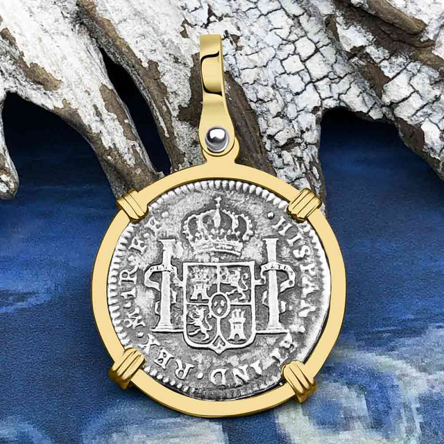 El Cazador Shipwreck 1783 1 Reale Piece of 8 14K Gold Pendant