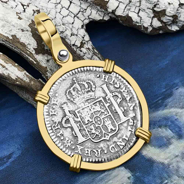 El Cazador Shipwreck 1783 1 Reale Piece of 8 14K Gold Pendant