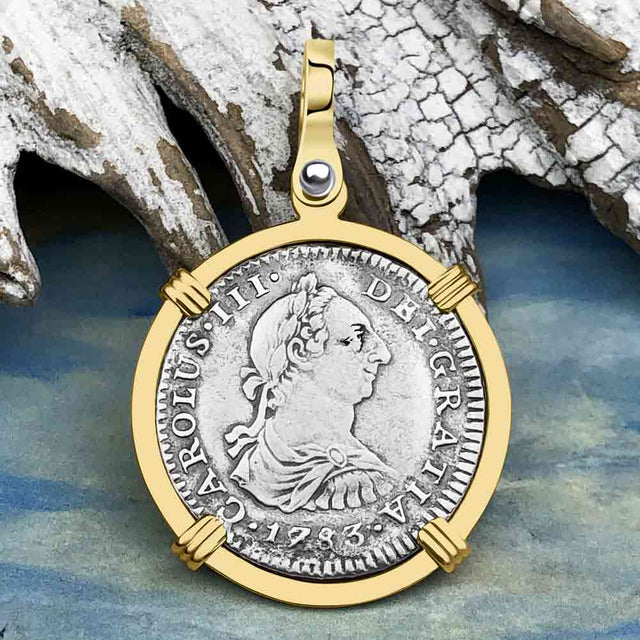 El Cazador Shipwreck 1783 1 Reale Piece of 8 14K Gold Pendant
