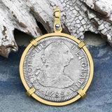 El Cazador Shipwreck 1783 2 Reale Piece of 8 14K Gold Pendant