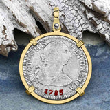 El Cazador Shipwreck 1783 2 Reale Piece of 8 14K Gold Pendant