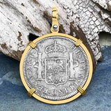 El Cazador Shipwreck 1783 2 Reale Piece of 8 14K Gold Pendant