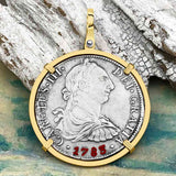 STUNNING El Cazador Shipwreck 1783 8 Reale "Piece of 8" 14K Gold Treasure Coin Pendant