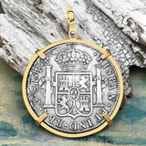 STUNNING El Cazador Shipwreck 1783 8 Reale "Piece of 8" 14K Gold Treasure Coin Pendant