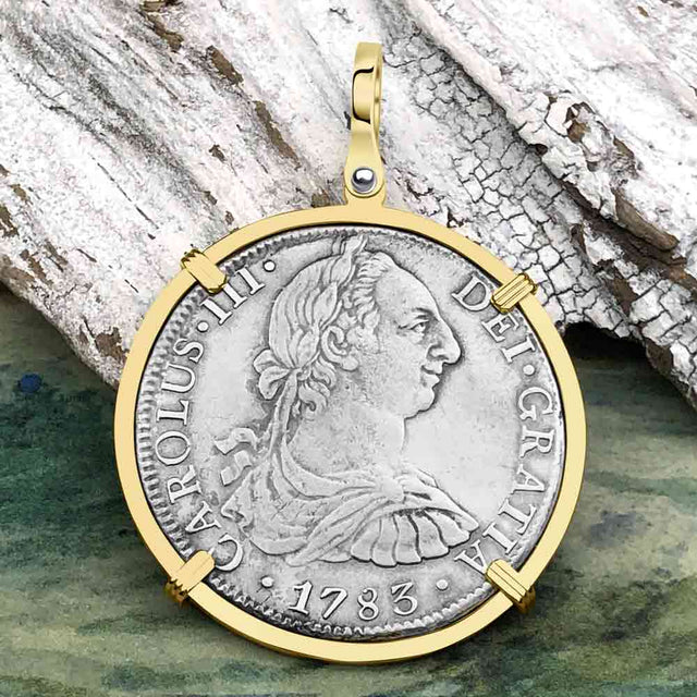 RARE Grade 1 Plus El Cazador Shipwreck 1783 8 Reale "Piece of 8" 14K Gold Treasure Coin Pendant