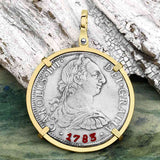 RARE Grade 1 Plus El Cazador Shipwreck 1783 8 Reale "Piece of 8" 14K Gold Treasure Coin Pendant
