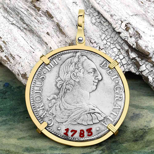 RARE Grade 1 Plus El Cazador Shipwreck 1783 8 Reale "Piece of 8" 14K Gold Treasure Coin Pendant