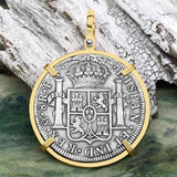 RARE Grade 1 Plus El Cazador Shipwreck 1783 8 Reale "Piece of 8" 14K Gold Treasure Coin Pendant
