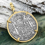RARE Grade 1 Plus El Cazador Shipwreck 1783 8 Reale "Piece of 8" 14K Gold Treasure Coin Pendant