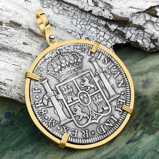 RARE Grade 1 Plus El Cazador Shipwreck 1783 8 Reale "Piece of 8" 14K Gold Treasure Coin Pendant