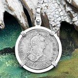 El Cazador Shipwreck 1783 1 Reale Piece of 8 14K White Gold Pendant