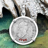 El Cazador Shipwreck 1783 1 Reale Piece of 8 14K White Gold Pendant