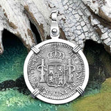 El Cazador Shipwreck 1783 1 Reale Piece of 8 14K White Gold Pendant