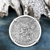 El Cazador Shipwreck 1741 RARE Pillar Dollar 2 Reale Piece of 8 terling Silver Pendant