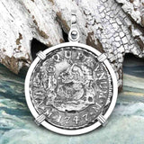 El Cazador Shipwreck 1747 RARE Pillar Dollar 2 Reale Piece of 8 Sterling Silver Pendant